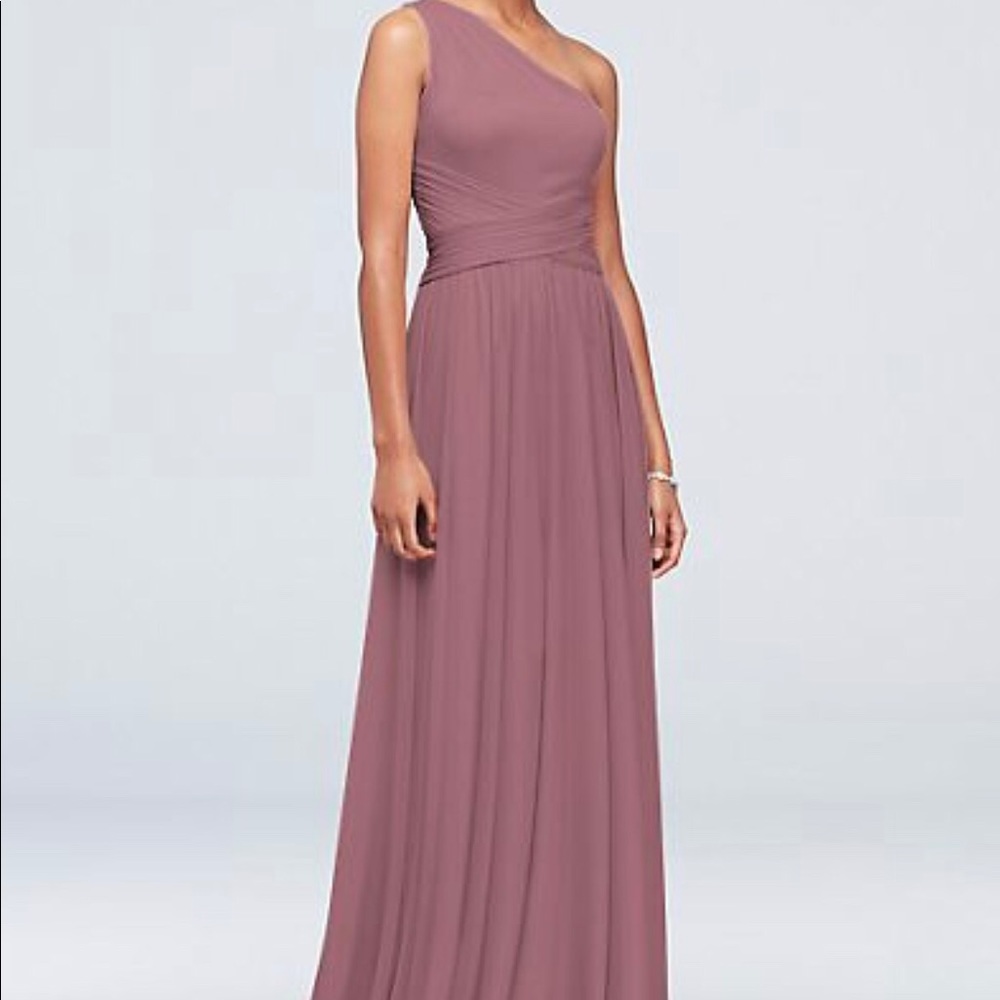One-Shoulder Mesh Bridesmaid Dress